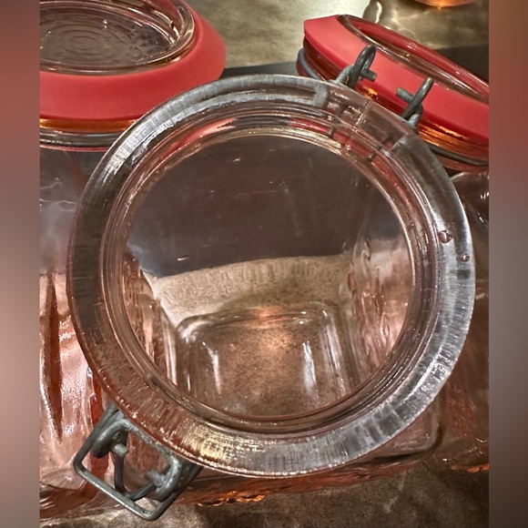 3 Piece Italian Casadis Milano Pink Glass Jars - Vintage Hand Blown Glass - Picture 9 of 10